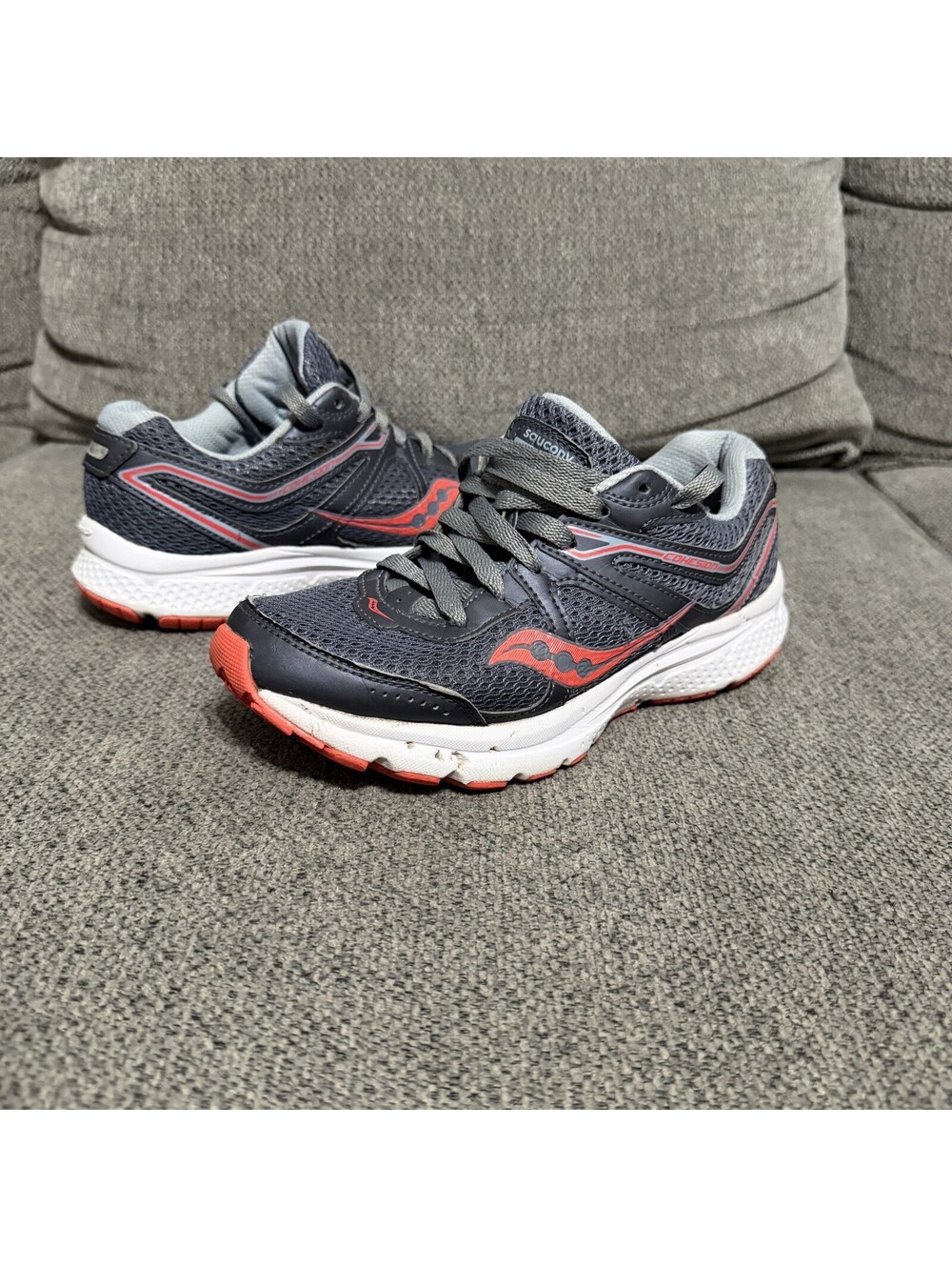 Saucony Cohesion Running Shoes Womens Size 6 Gray Coral Mesh Athletic Sneakers